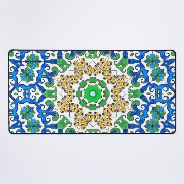 Item preview, Majolica tiles in blue, yellow and green designed and sold by SophieClimaArt.