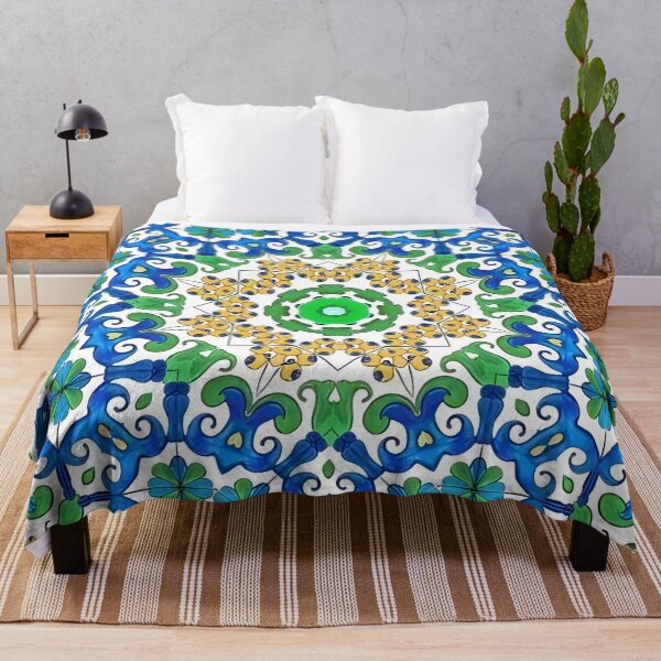 Item preview, Majolica tiles in blue, yellow and green designed and sold by SophieClimaArt.