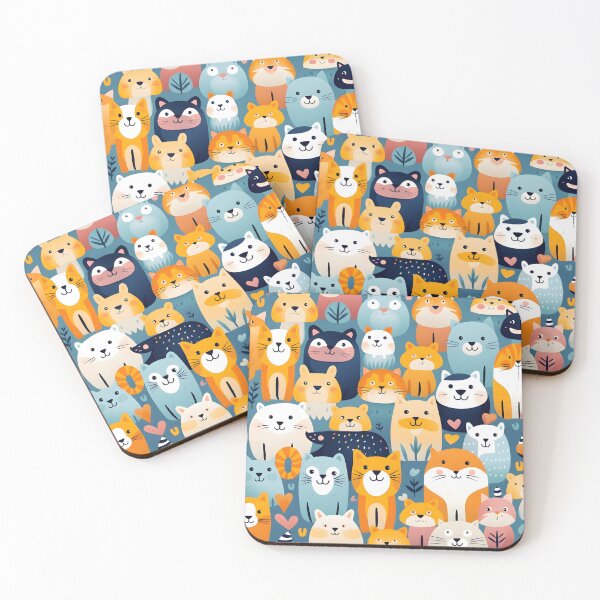 Item preview, happy cat all over animal print designed and sold by dcrc.
