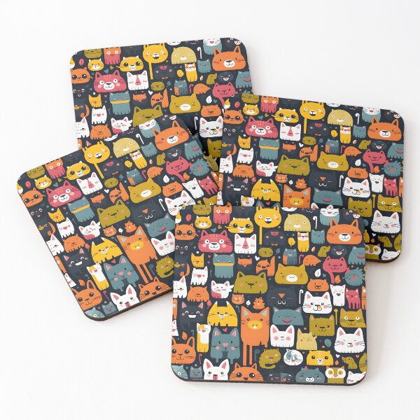 Item preview, happy cat all over animal print designed and sold by dcrc.
