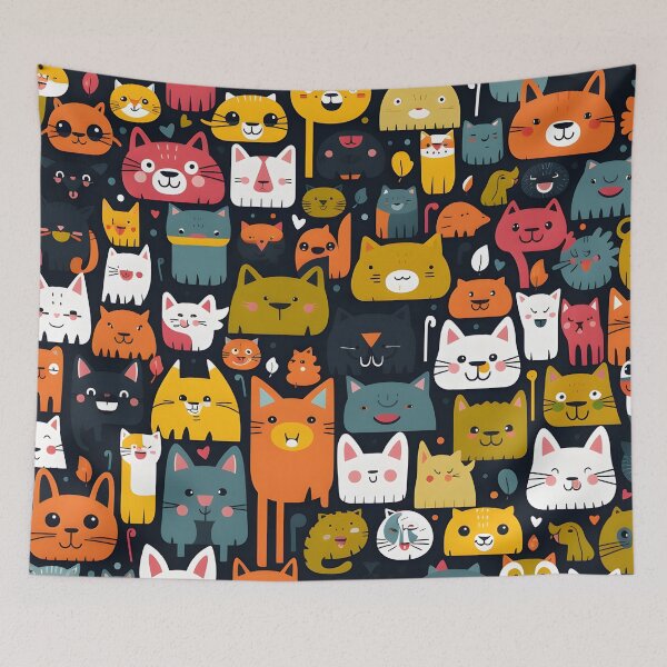 Item preview, happy cat all over animal print designed and sold by dcrc.