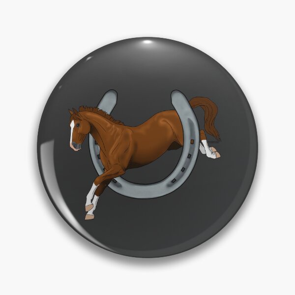 Item preview, Chestnut Horse Jumping through Horseshoe designed and sold by DappledMoon.