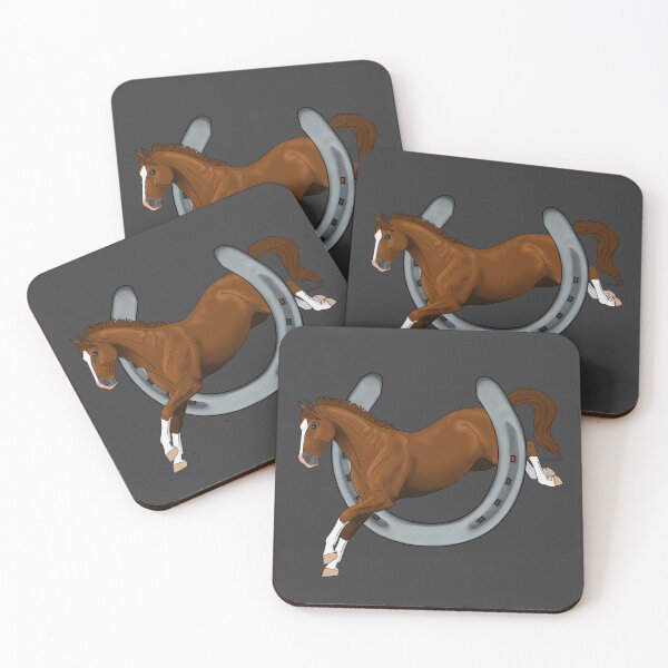 Item preview, Chestnut Horse Jumping through Horseshoe designed and sold by DappledMoon.