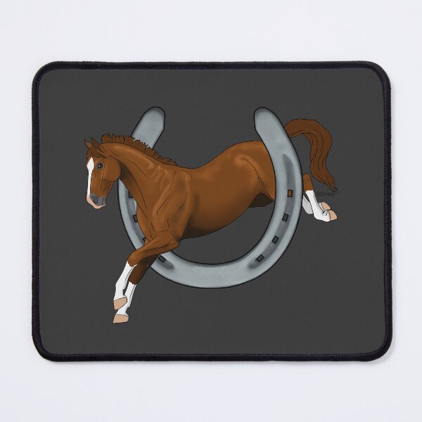 Item preview, Chestnut Horse Jumping through Horseshoe designed and sold by DappledMoon.