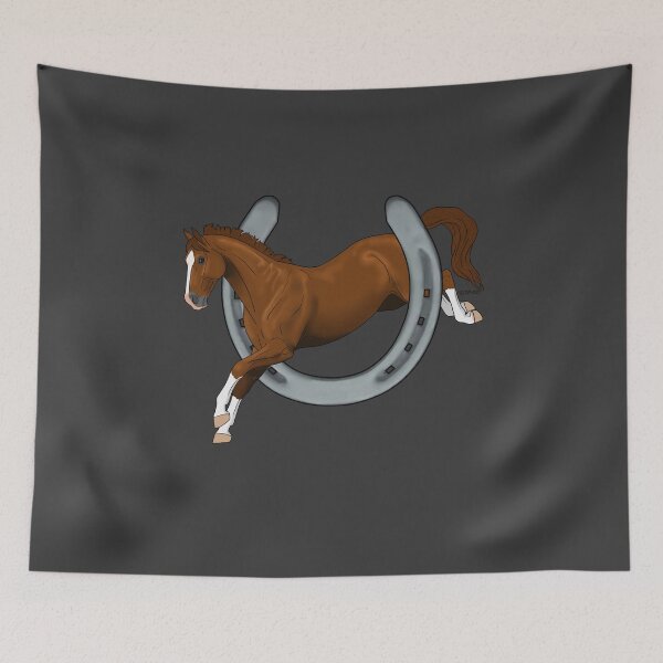 Item preview, Chestnut Horse Jumping through Horseshoe designed and sold by DappledMoon.