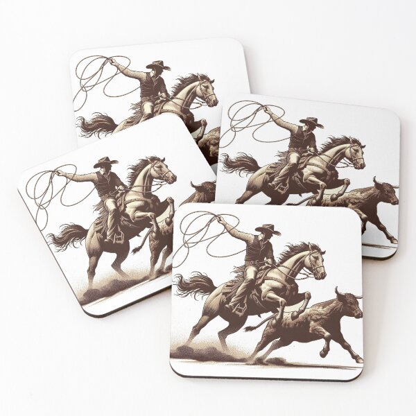 Item preview, Pferdeliebe, a cowboy immersed in the tension of lassoing an unruly calf. designed and sold by Mahilis.