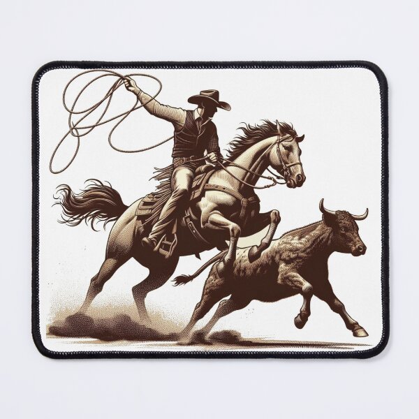 Item preview, Pferdeliebe, a cowboy immersed in the tension of lassoing an unruly calf. designed and sold by Mahilis.