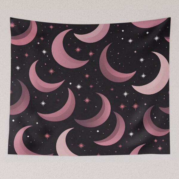 Item preview, Crescent moon and stars collage art print designed and sold by dcrc.