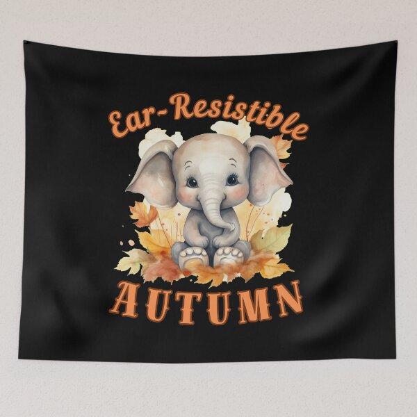 Item preview, Ear-Resistible Autumn. elephant portrait designed and sold by ElephantVibes.