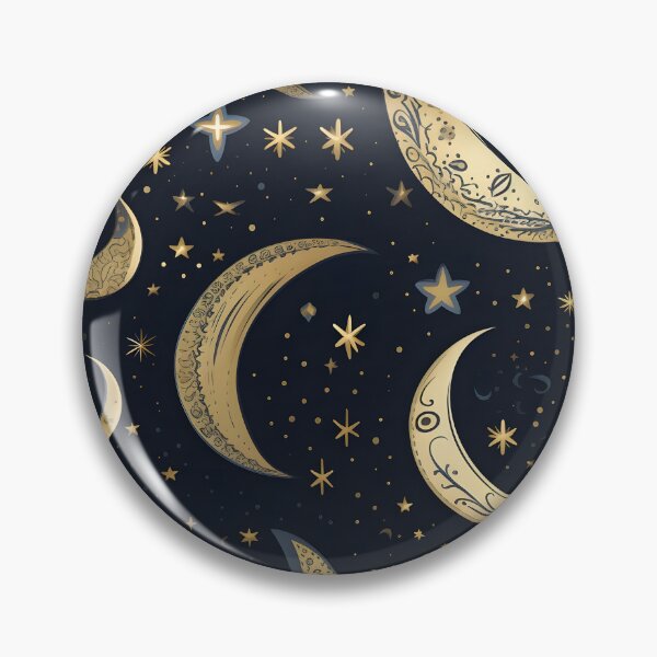 Item preview, crescent moon and stars collage art print designed and sold by dcrc.