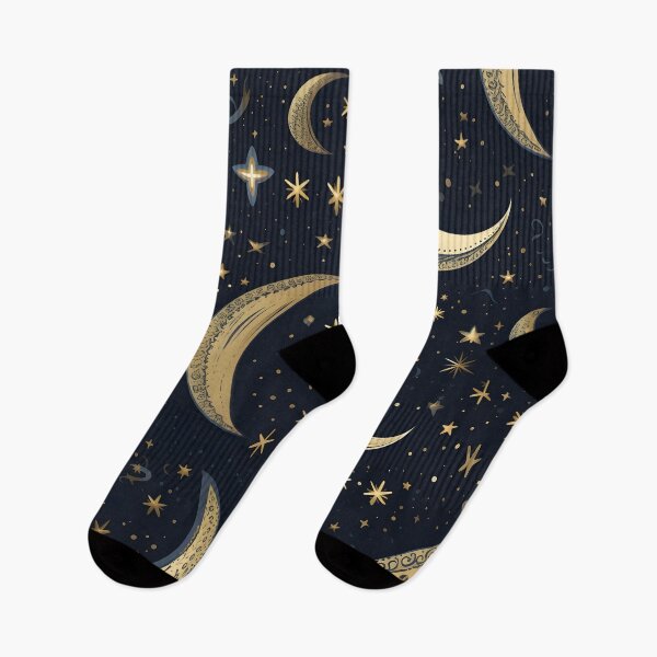 Item preview, crescent moon and stars collage art print designed and sold by dcrc.