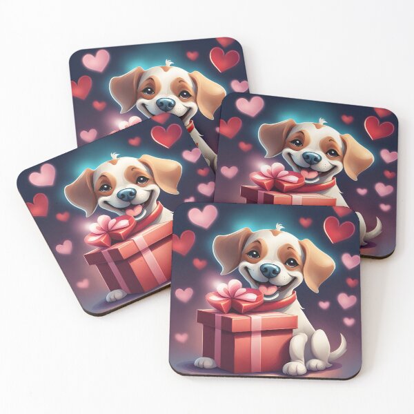 Item preview, Valentine's Day series, young cute dog, comical, gifts and hearts, happy face designed and sold by janjacbu.