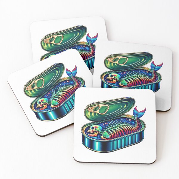 Item preview, Mermaid Skeleton In A Can Tin Sticker Art designed and sold by mymagicstoreus.