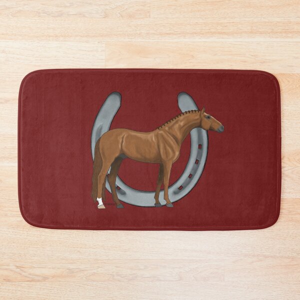 Item preview, Chestnut Warmblood Horse with Horseshoe designed and sold by DappledMoon.