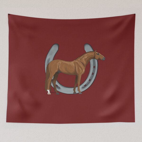 Item preview, Chestnut Warmblood Horse with Horseshoe designed and sold by DappledMoon.