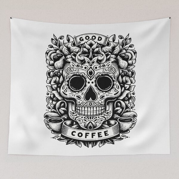 Item preview, Good Coffee: A Symphony of Skull and Florals designed and sold by Designowner.