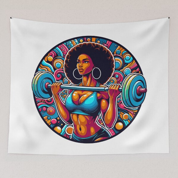 Item preview, Afro woman lifting heavy designed and sold by Gacram.