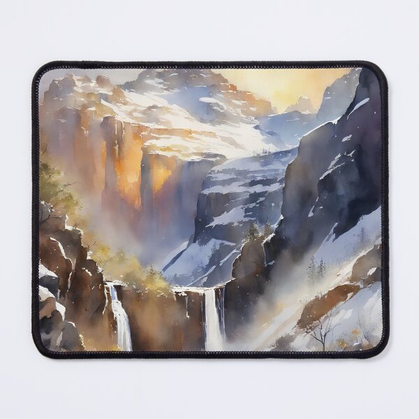Item preview, Snow mountain with rainbow on waterfall, climber's poetry and dream, watercolor designed and sold by boyangyang.
