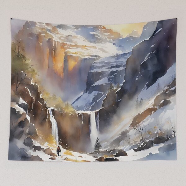 Item preview, Snow mountain with rainbow on waterfall, climber's poetry and dream, watercolor designed and sold by boyangyang.