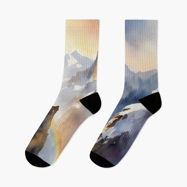 Item preview, Snow mountain with rainbow on waterfall, climber's poetry and dream, watercolor designed and sold by boyangyang.