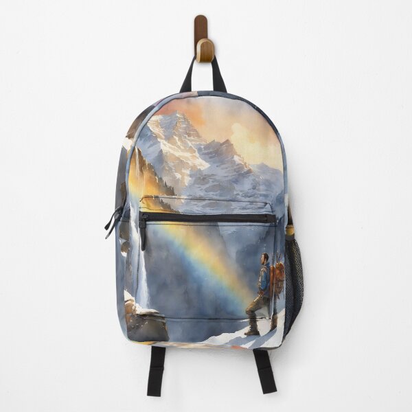 Item preview, Snow mountain with rainbow on waterfall, climber's poetry and dream, watercolor designed and sold by boyangyang.