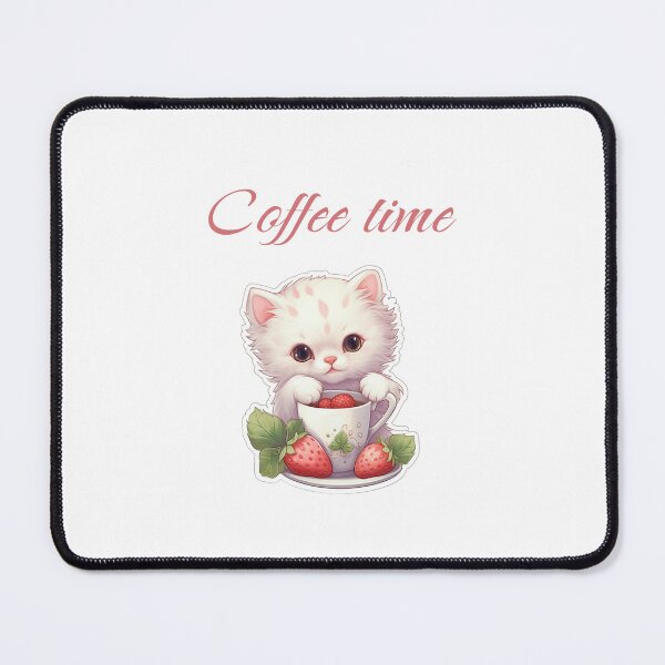 Item preview, Coffee time white kitten designed and sold by CoquetteBoutiq.