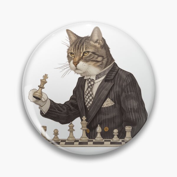 Item preview, Elegant cat in suit play a chess designed and sold by dlwryu.