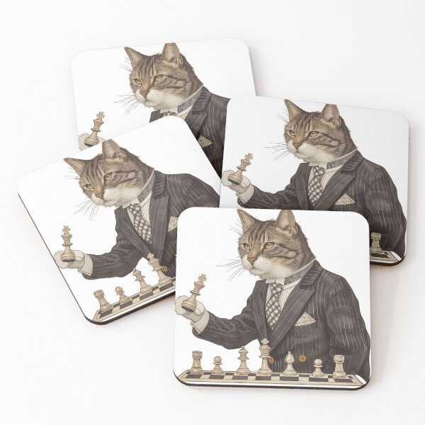 Item preview, Elegant cat in suit play a chess designed and sold by dlwryu.