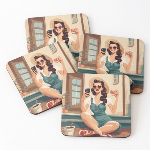 Item preview, Coffee & Retro Connections Vintage Vibes Pin Up Girl designed and sold by di-age7.