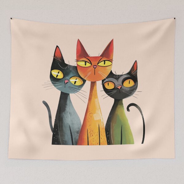 Item preview, Three Whimsical Cats designed and sold by Myra365Art.