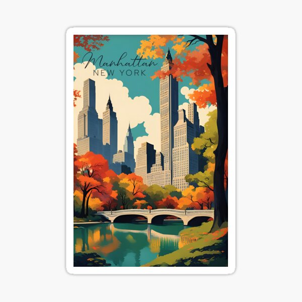 Manhattan New York Modern Travel Poster Sticker
