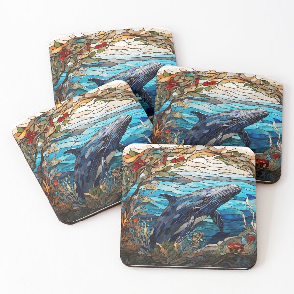 Item preview, Vibrant Stained glass humpback whale designed and sold by AspectArtWorks.