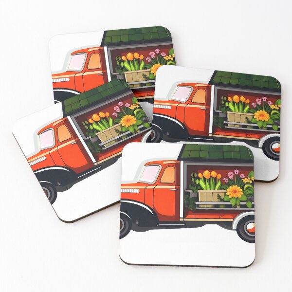 Item preview, Red truck flower stand designed and sold by Cardsurveyors.