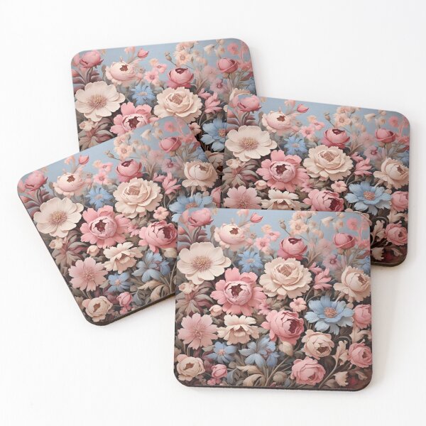 Artikelvorschau, Shabby Chic rosa und blaues Blumengartenmuster entworfen und verkauft von SloganExpress.