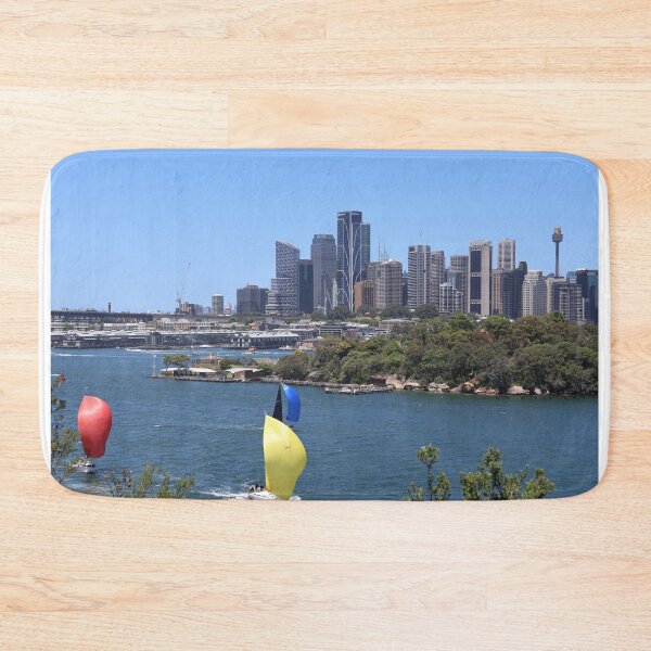 Item preview, Blue Red Yellow Sailing Boats on Harbor designed and sold by deanworld.