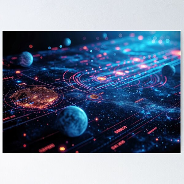 Item preview, Space Map with 3D Planets - Landscape designed and sold by jecphotography and art.