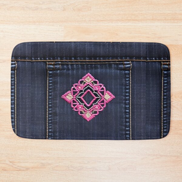 Item preview, Jeans clothes, fuchsia embroidered jeans 3 designed and sold by Kader101.