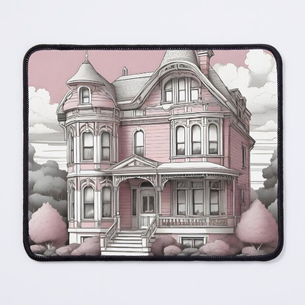 Item preview, Shabby Chic Pink Victorian House Watercolor Painting designed and sold by SloganExpress.