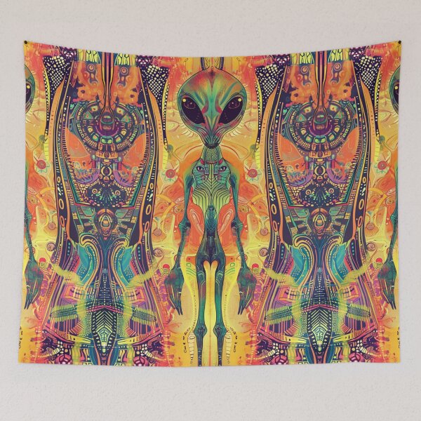 Item preview, Galactic Visitor - Psychedelic Extraterrestrial Art Print designed and sold by Nicholas Panek.