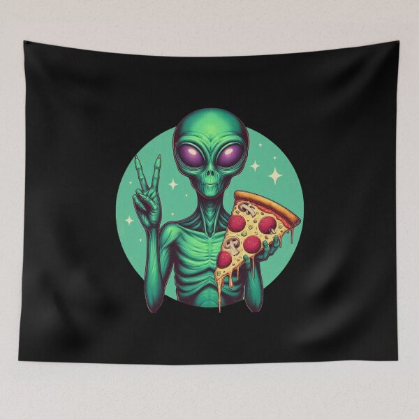 Item preview, Pizza Loving Alien designed and sold by HeadTurningArt.