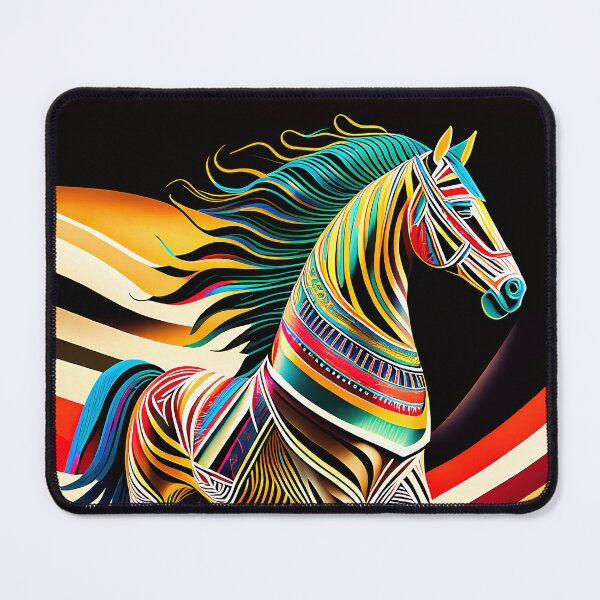 Item preview, Stylized horse illustration made of coloured ribbons designed and sold by BubblyDelight.