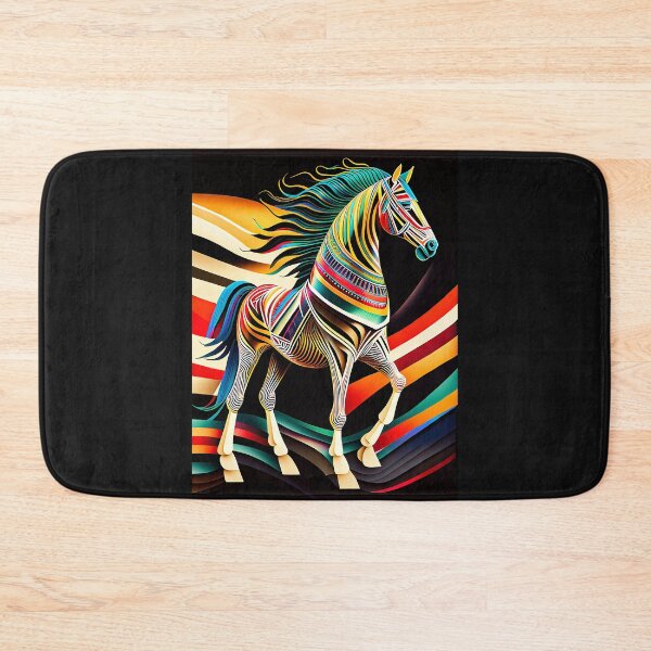Item preview, Stylized horse illustration made of coloured ribbons designed and sold by BubblyDelight.