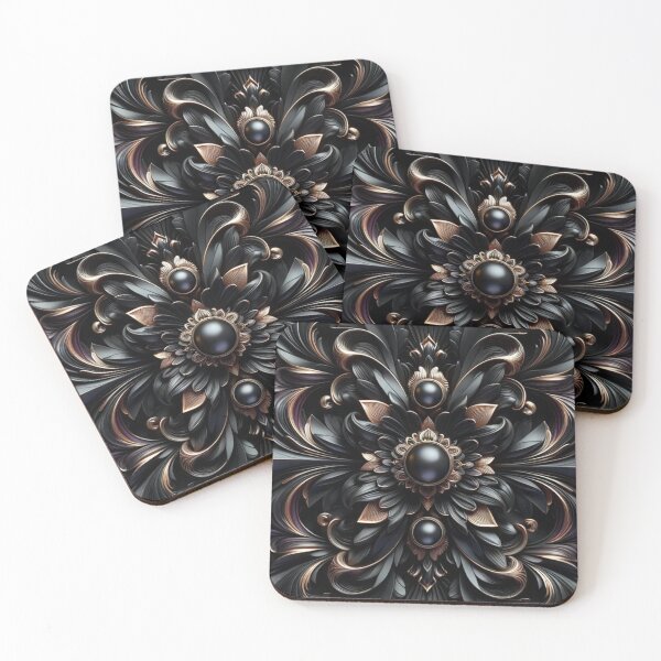 Item preview, Elegant Abstract Black Pearl Floral Artwork designed and sold by mymagicstoreus.