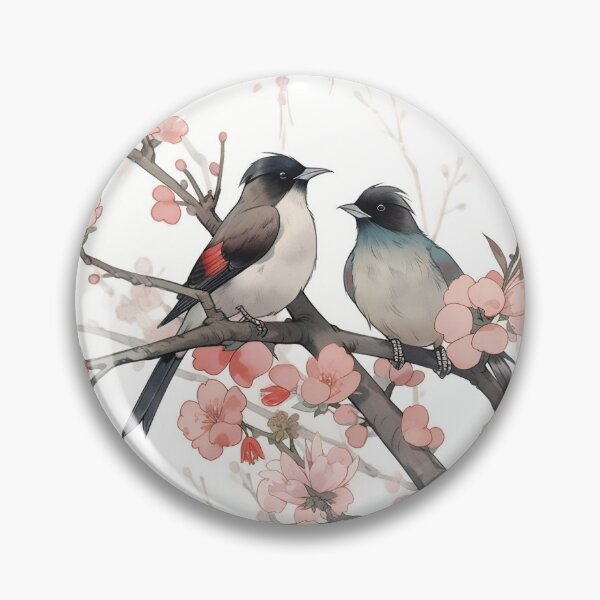 Item preview, Tranquil Wings: Ukiyo-e Style Watercolor Flora Birds Art designed and sold by ReiraNogami.