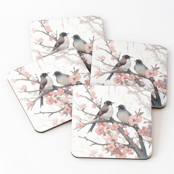 Item preview, Tranquil Wings: Ukiyo-e Style Watercolor Flora Birds Art designed and sold by ReiraNogami.