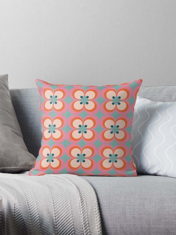 Thumbnail 1 of 4, Pillow, retro vintage boho cicle. flower pattern designed and sold by RealEstateFiend.