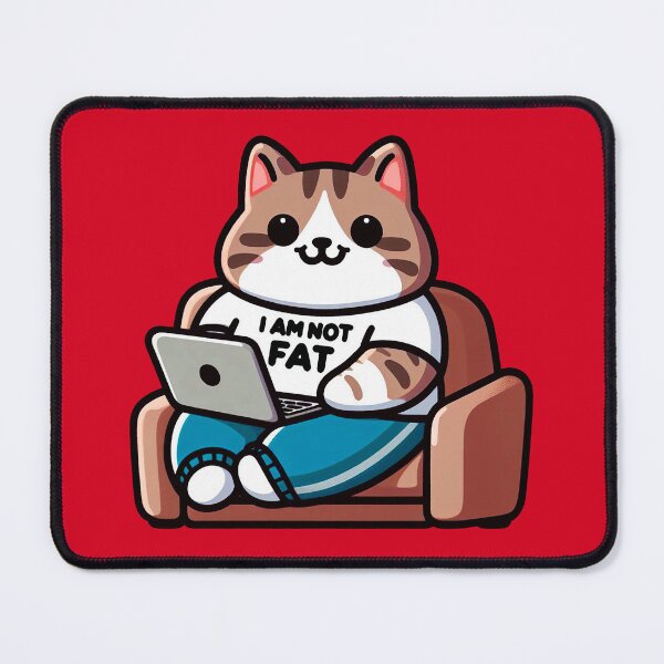 Item preview, I Am Not Fat meme Tabby Cat Comfy Couch Laptop designed and sold by plushism.
