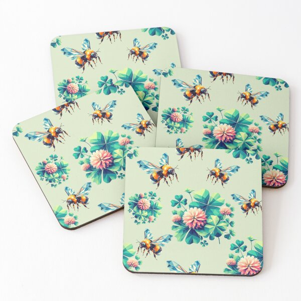 Item preview, Low poly Bumblebees in Clover designed and sold by pseudosiren.