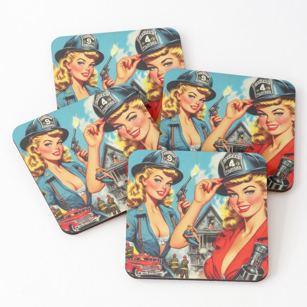 Item preview, Retro Firefighter Girls designed and sold by PulpVintage.