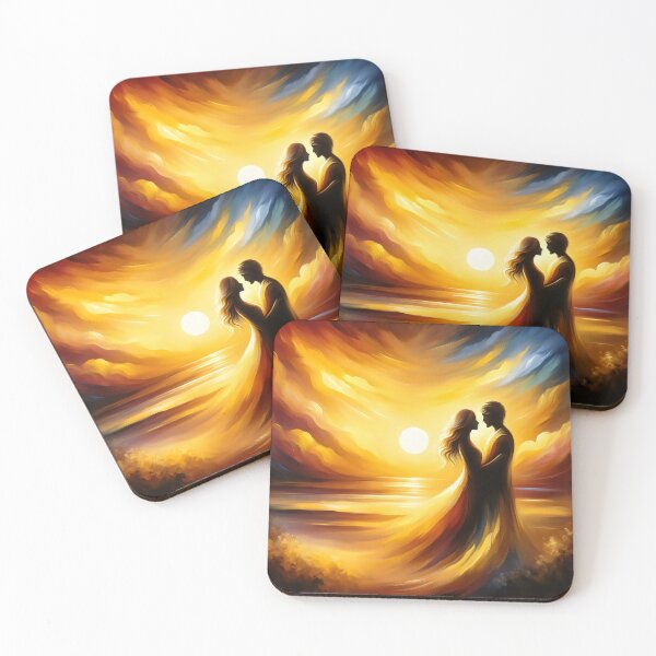 Item preview, Eternal Dance at Dusk - Romantic Sunset Silhouette Art designed and sold by ElLocoMus.